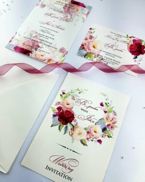 NZ 996 Lavish Pastel Pink Wreath Invitation -0