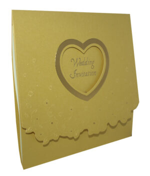 Saffron gold Wedding invitation card design for Asian weddings