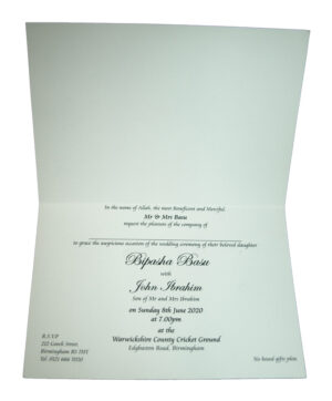 simplistic white single fold wedding invitation