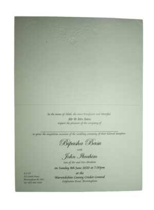Panache 1215 White Embossed pearlised Ribbon Wedding invitation-0