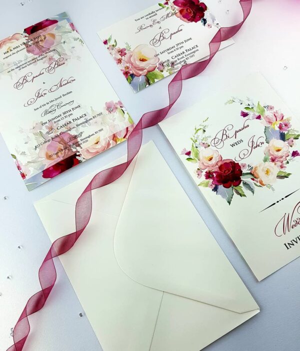 NZ 996 Lavish Pastel Pink Wreath Invitation -4509