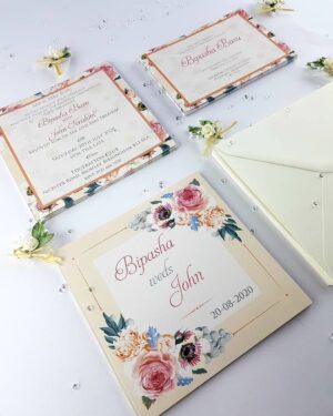 NZ 993 Floral Peach Wedding Invitation -4312