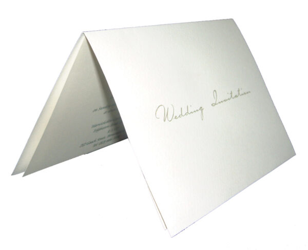 plain white wedding invitation with grey fancy font