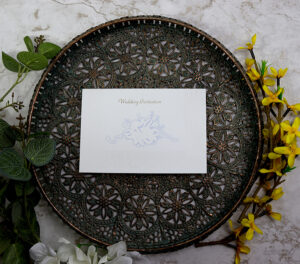 Blue floral wedding Invitation Wording