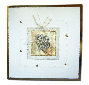 Square wedding invitation with hearts and bow