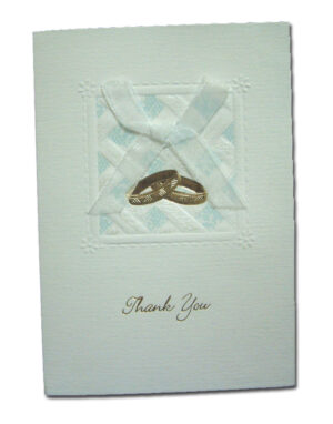 blue tartan wedding invitation with bow