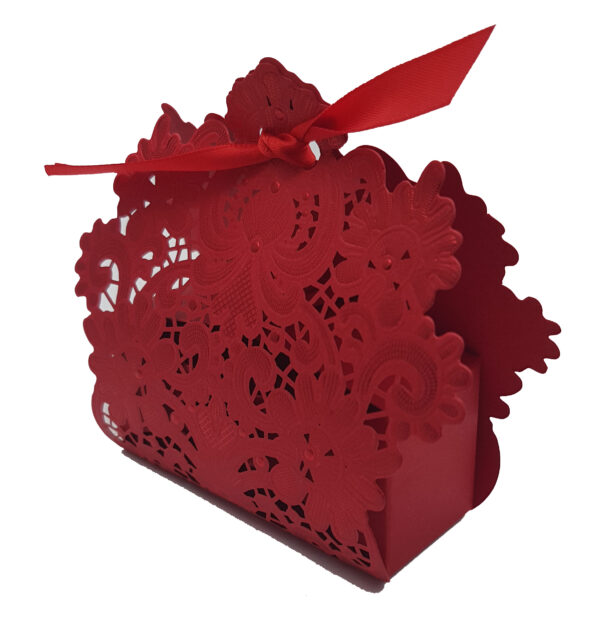 LC 001 Red Laser Cut Favour Box-3465
