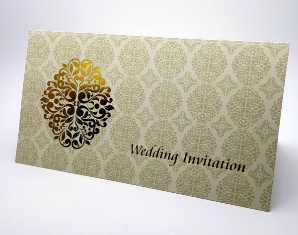 Foiled Golden Damask Design Wedding Invitation Card ABC 673 -0
