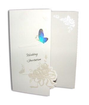 floral embossed butterfly wedding invite