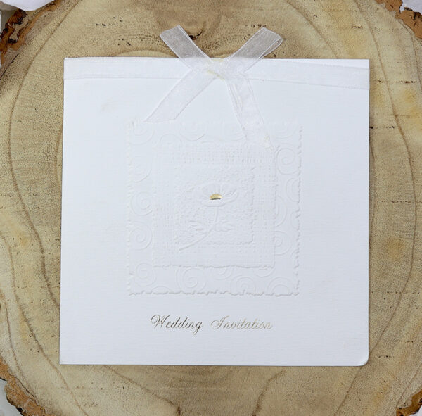 Ivory Embossed wedding invitation card design