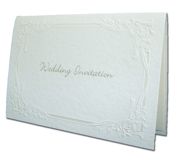 2089 Muslim Embossed white rose elegance wedding invite-0