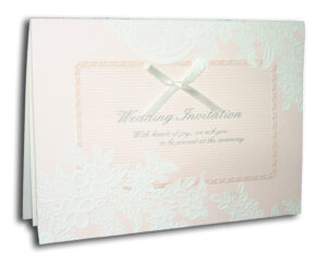 White Dainty Embossed flowers Pink Card wedding invitation
