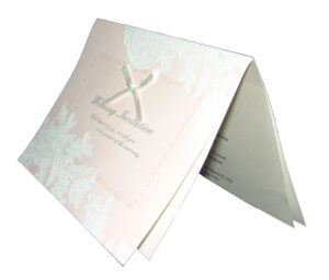 Pink Wedding Invitation card with White Bow