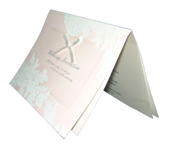 Pink Wedding Invitation card with White Bow