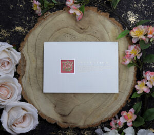 Vintage Muslim Invitation Card with Quranic Verse Translation in Ivory and Red 3065-7792