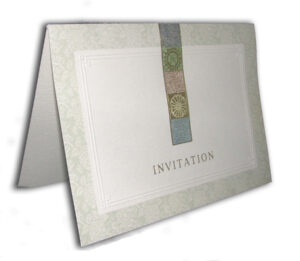 pale green damask border traditional party invitation