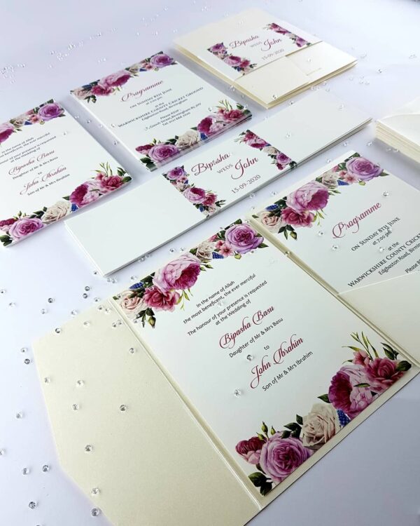 Elegant Rose Pocketfold Invitation ABC 883 -4010