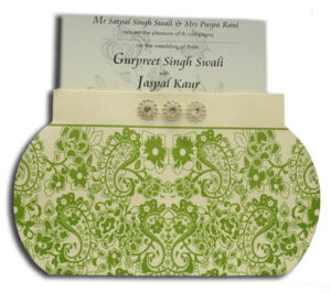 HW118 Ivory and Green Imitation purse invite-0