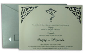 ABC 466 antique silver sleeve Hindu invitation-1398