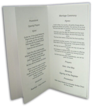 ABC 469 Simple white and silver order of service-0