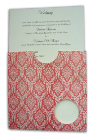 ABC 419 Amaranth red damask design pocket invitations-1428