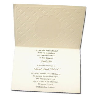 cream folded wedding invitation