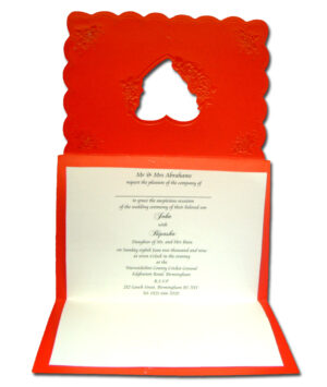 W020K01 Cherry red heart flowers wedding invitations-0