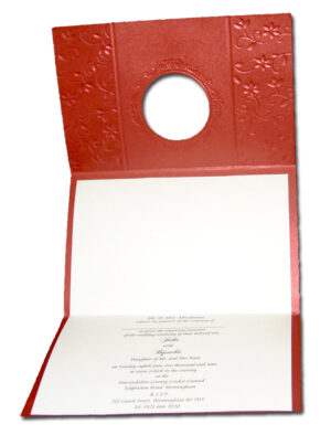 W0081 Red and gold embossed embroidery Marriage Invitation Cards-0