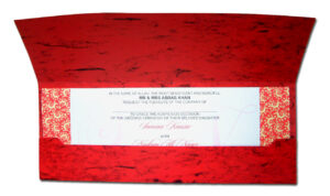 HW005 Bengali style crimson red diamante pocket wedding invitations-0