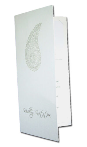 ABC 464 White invitations with Paisley design in silver-0