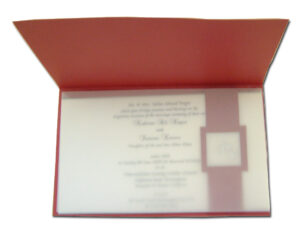 HW018 Indian design red wedding card letterpressed gold paisley-0