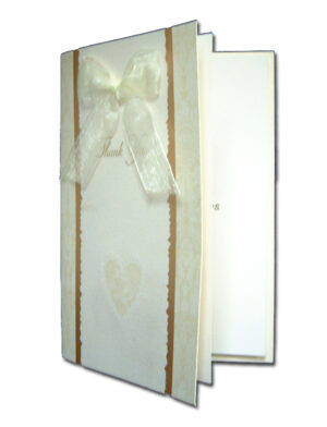 2005T cream and gold thank you card with bow -0