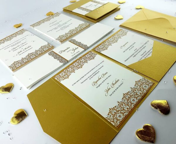 Luxurious Gold Pocketfold Invitation ABC 882 -4002