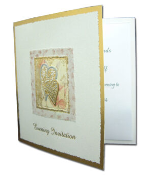 2004E white and gold single fold wedding invitation -0