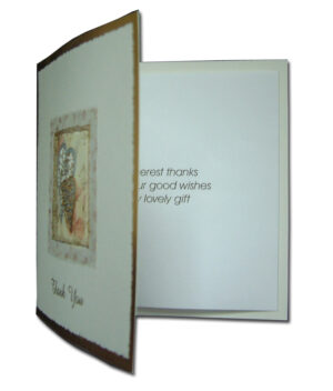 2004T gold and white thank you card with floral border -0