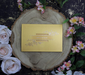 Gold floral Bridal invitations