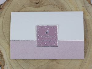 5050 Silver and pink love hearts folded wedding invitation card-7583