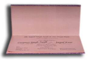 T067 Pink Padded single fold glitter fabric bow invitation-0