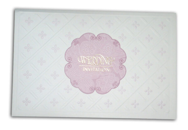 folded floral centre wedding invitation with ornamental design