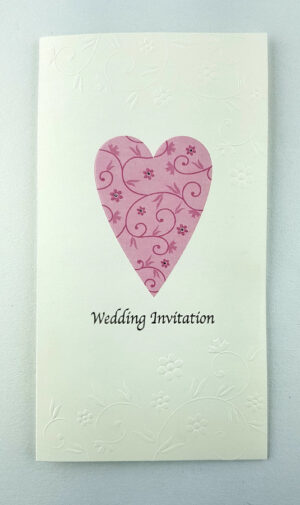 Pink Heart floral wedding invitation