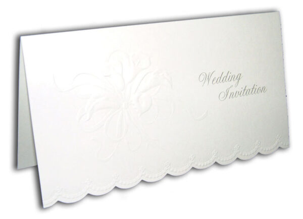 plain white folded wedding invitation with summer flower