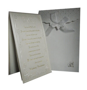 Panache 2020 Ivory frame pocket, bow and gold invite-2633