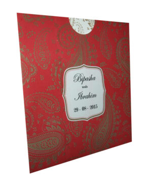 Asian wedding card in red and gold
