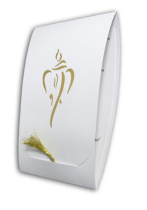 Elegant white and gold Hindu Ganesh Invitation design