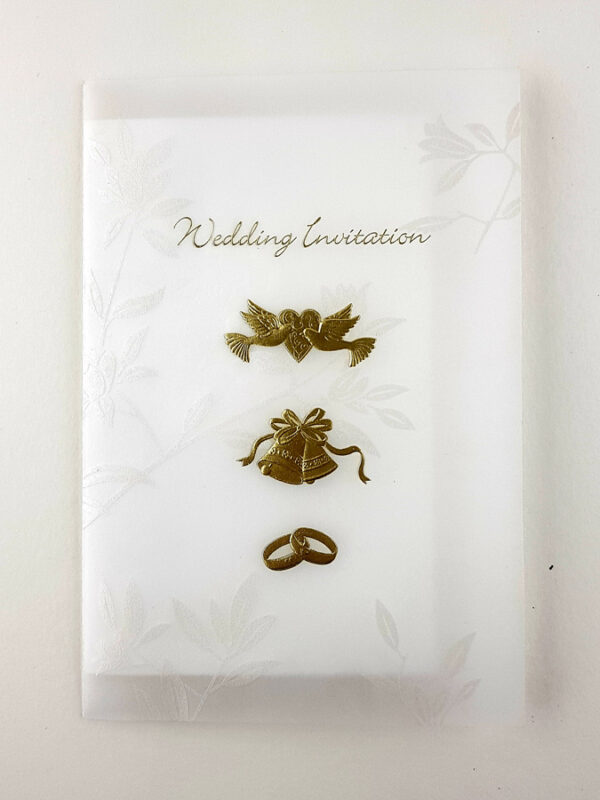 Embossed doves marriage invitation card