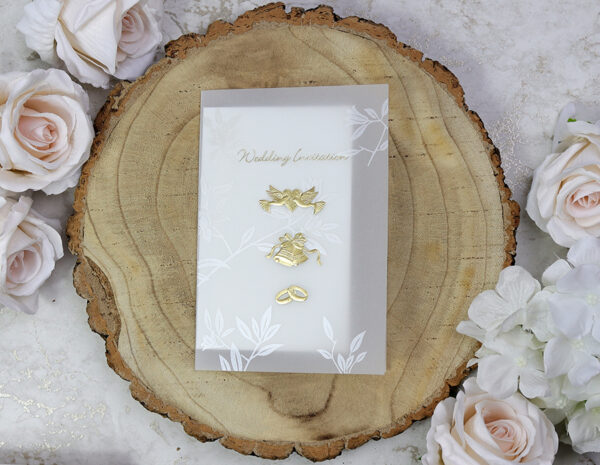Gold foiled wedding rings invitations