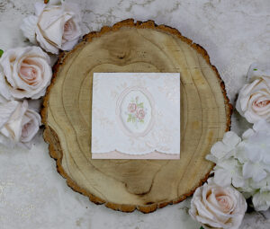 embossed floral wedding invitation card