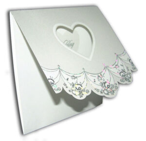 Silver heart wedding invitation