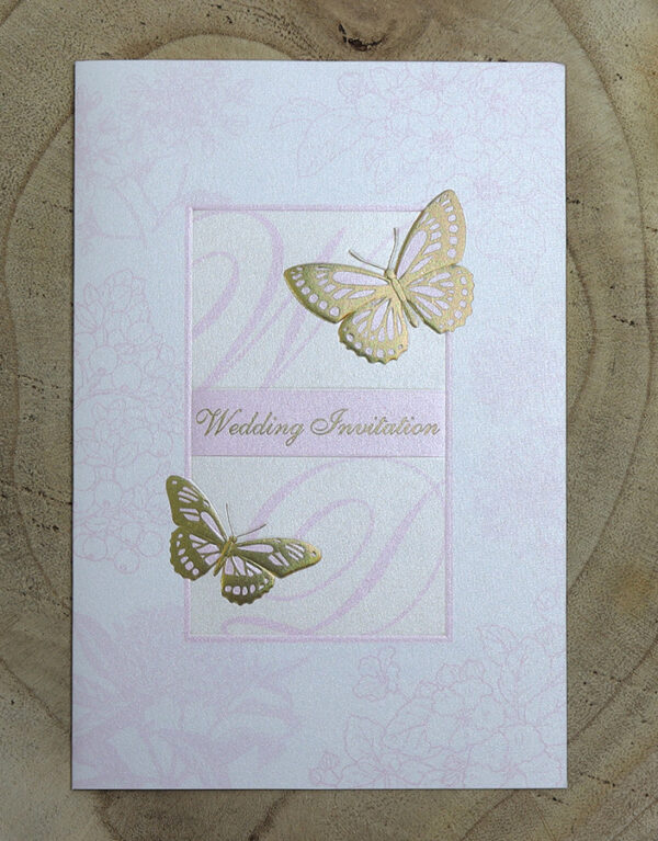 Butterfly gold wedding invitations