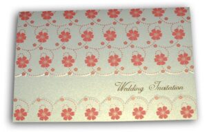 Pink floral pattern wedding invitation card foiled and embossed